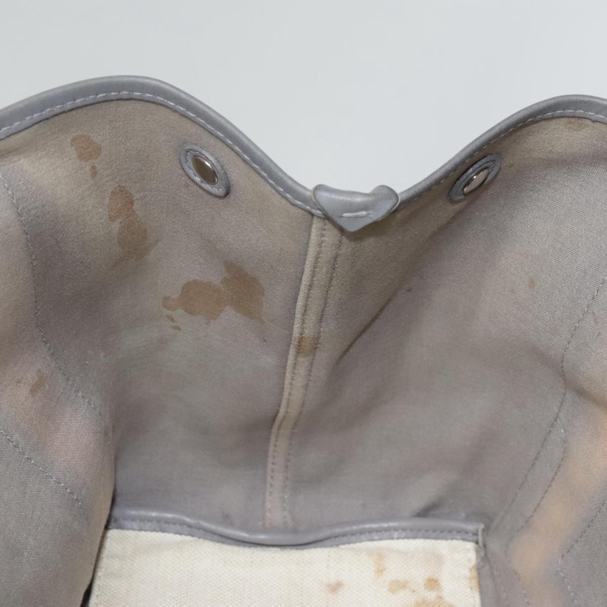 BALENCIAGA Navy Cabas S Hand Bag Canvas Leather White Beige 339933 Auth ep5793