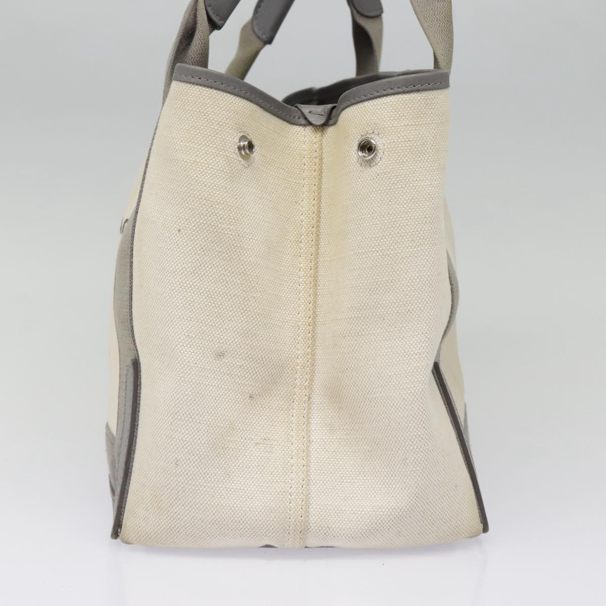 BALENCIAGA Navy Cabas S Hand Bag Canvas Leather White Beige 339933 Auth ep5793