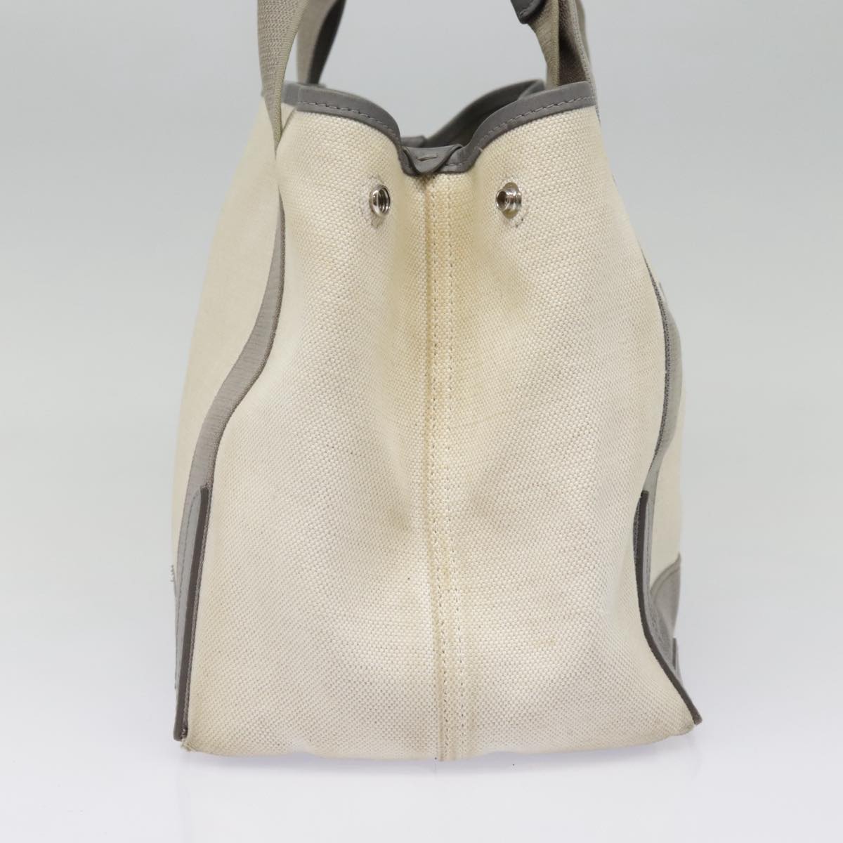 BALENCIAGA Navy Cabas S Hand Bag Canvas Leather White Beige 339933 Auth ep5793