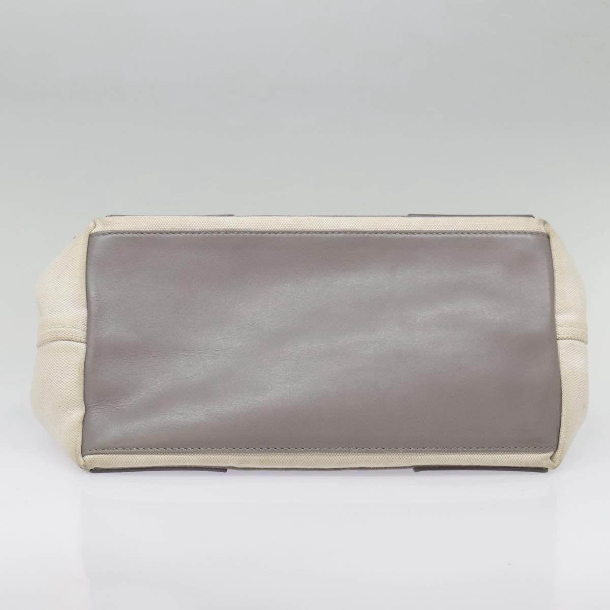 BALENCIAGA Navy Cabas S Hand Bag Canvas Leather White Beige 339933 Auth ep5793