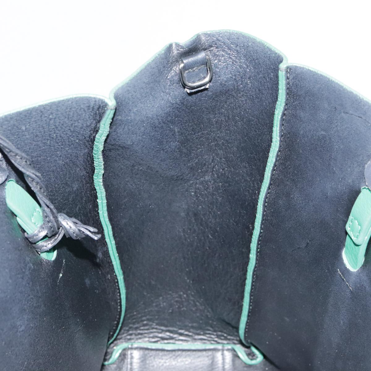 BALENCIAGA Tote Bag Leather 2way Green Silver Auth ep5837