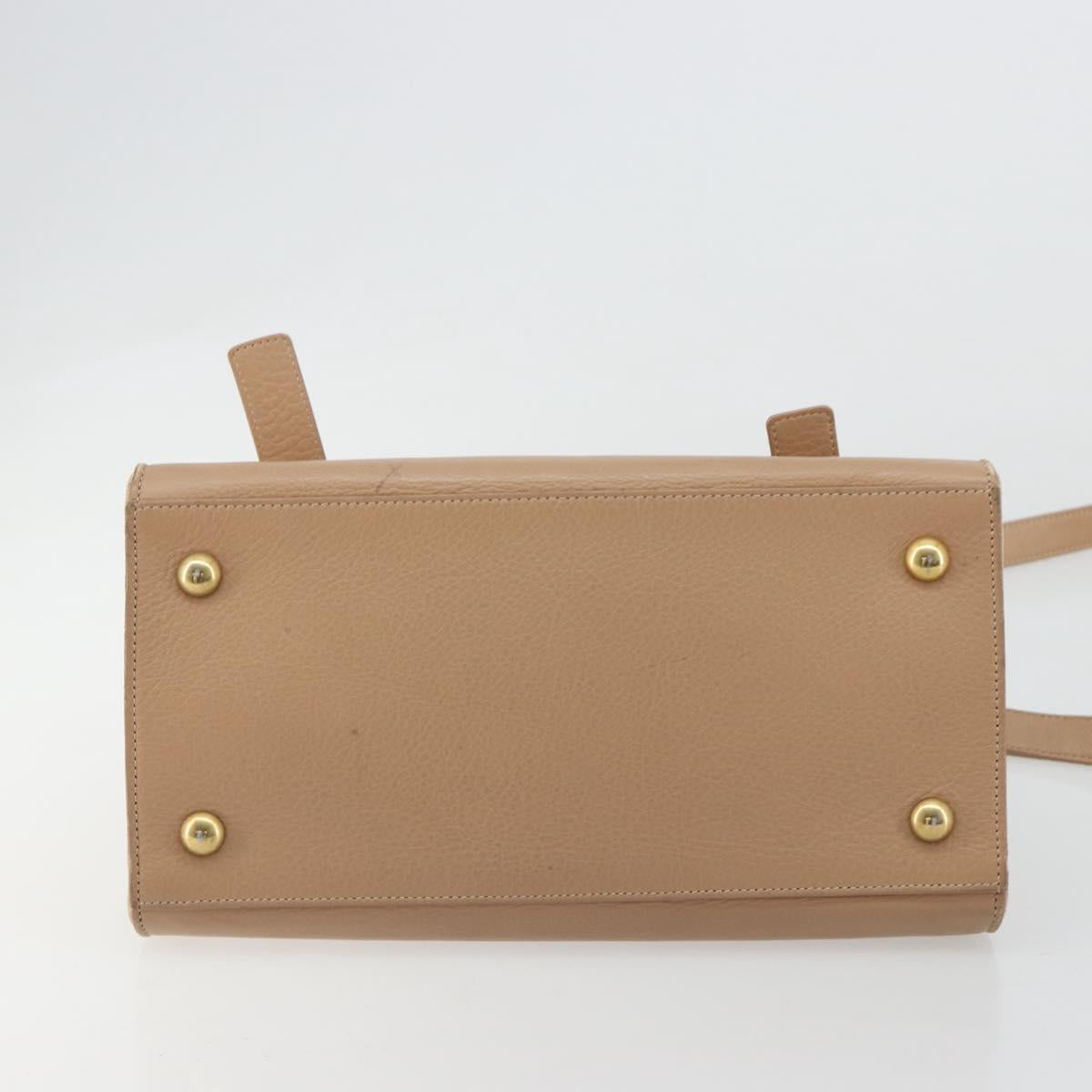 SAINT LAURENT Hand Bag Leather 2way Beige Gold 313499 Auth ep5999