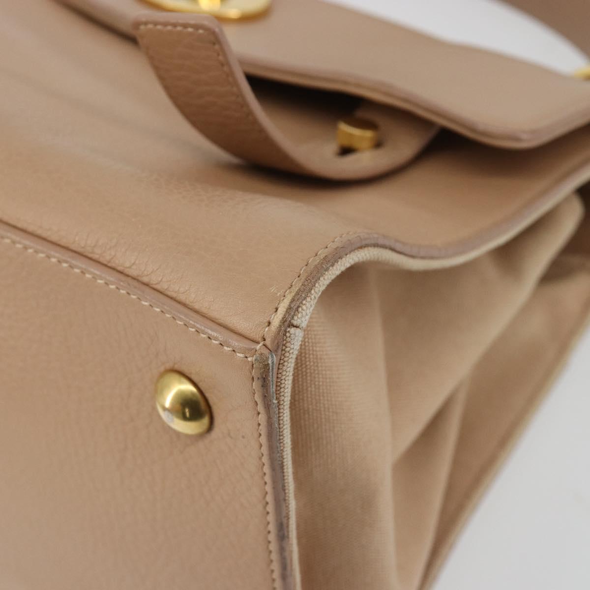 SAINT LAURENT Hand Bag Leather 2way Beige Gold 313499 Auth ep5999