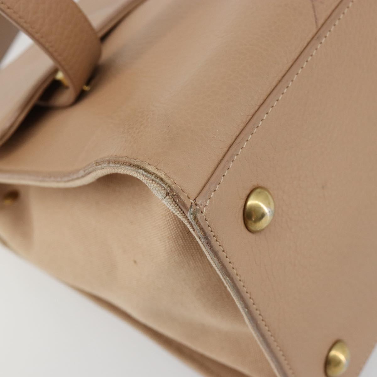 SAINT LAURENT Hand Bag Leather 2way Beige Gold 313499 Auth ep5999