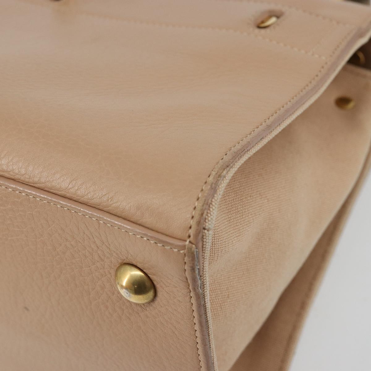 SAINT LAURENT Hand Bag Leather 2way Beige Gold 313499 Auth ep5999