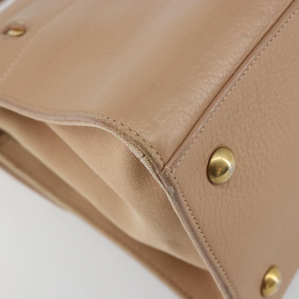 SAINT LAURENT Hand Bag Leather 2way Beige Gold 313499 Auth ep5999