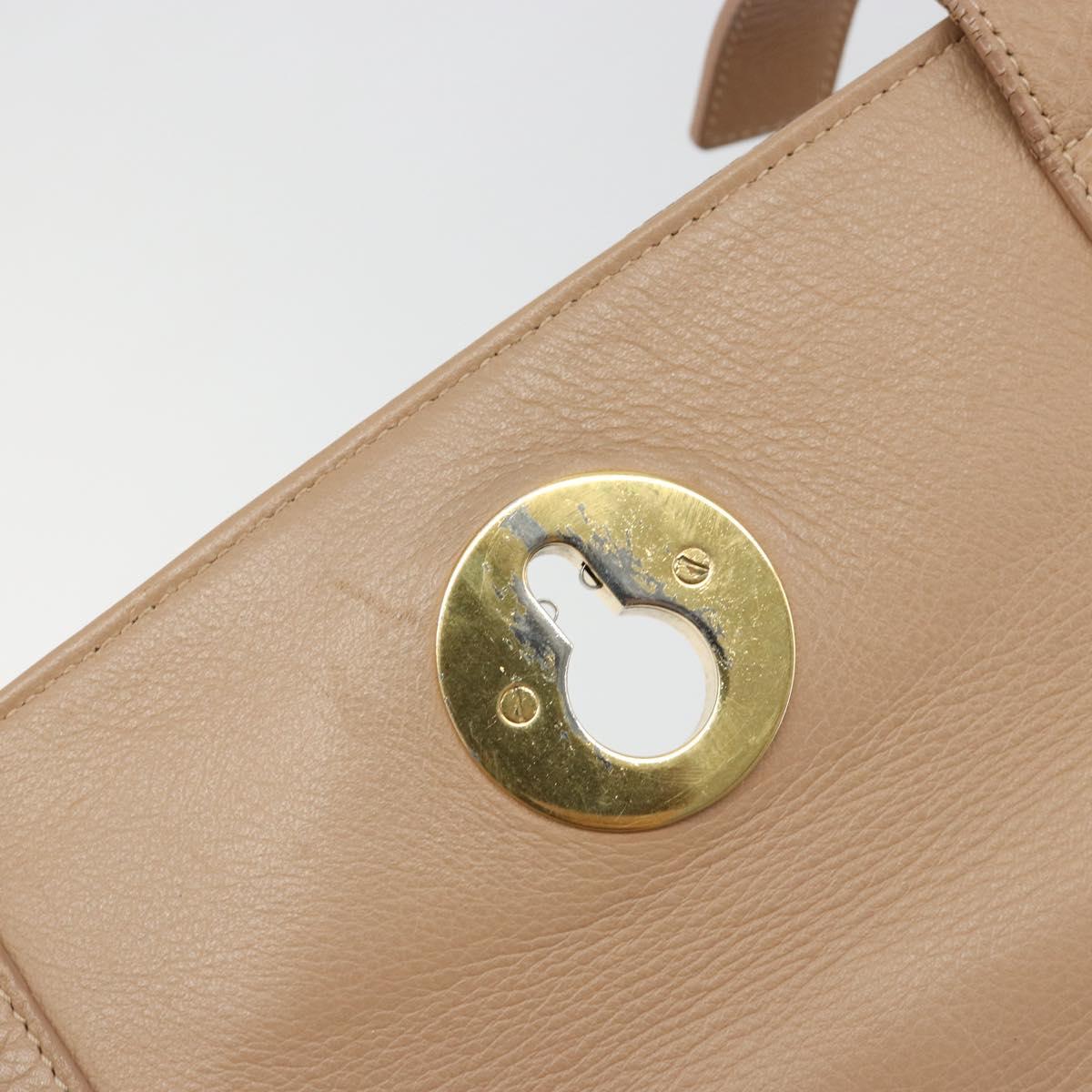 SAINT LAURENT Hand Bag Leather 2way Beige Gold 313499 Auth ep5999