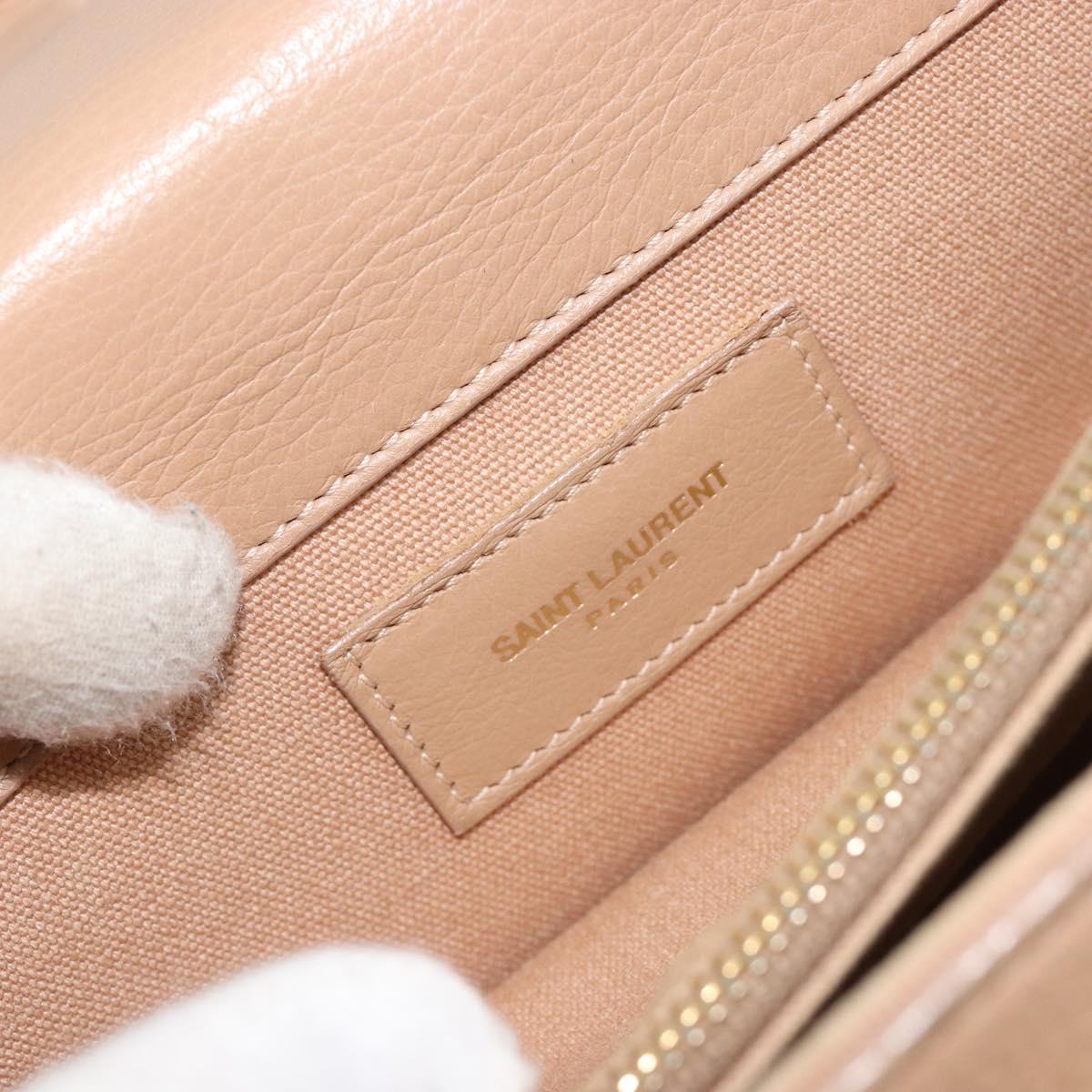 SAINT LAURENT Hand Bag Leather 2way Beige Gold 313499 Auth ep5999