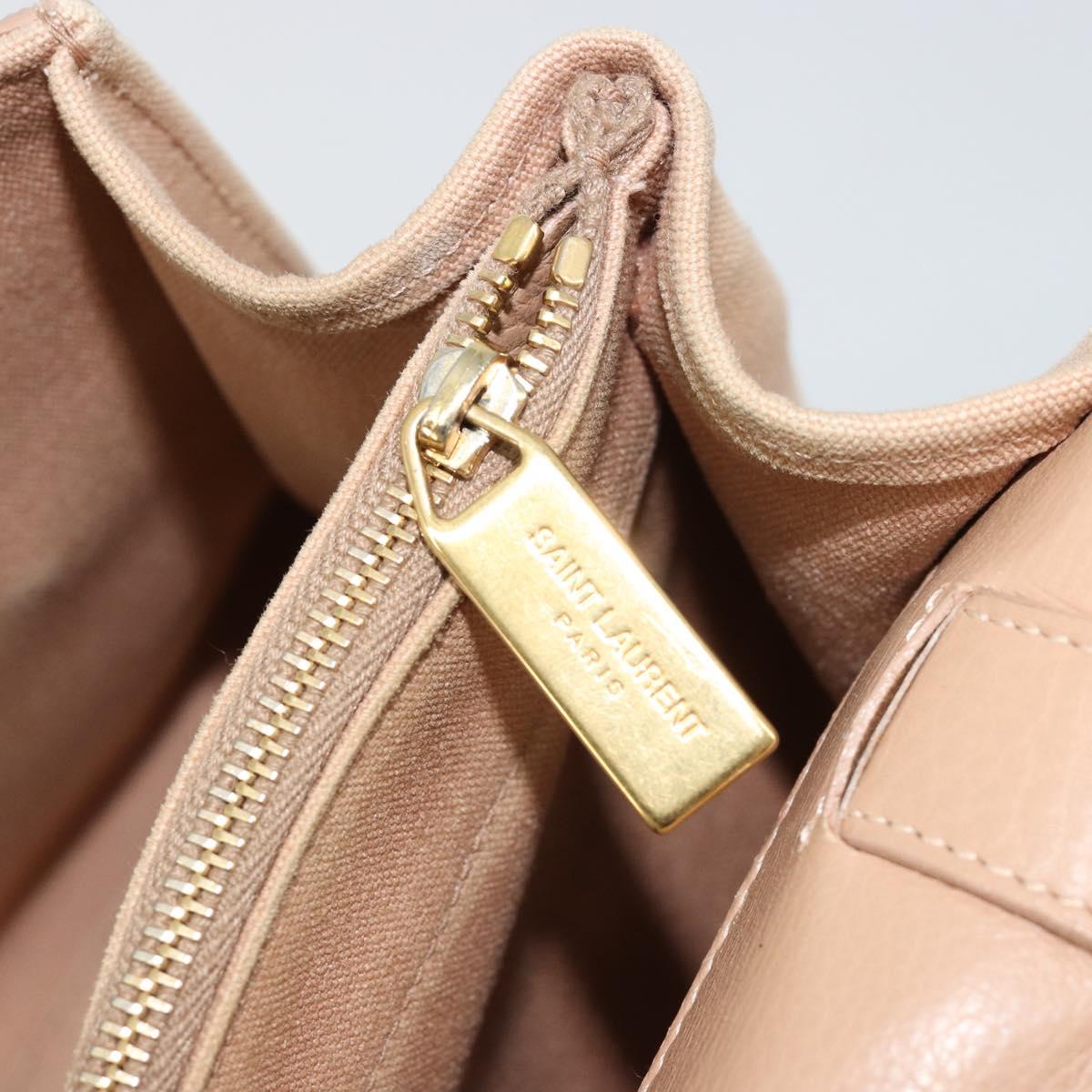 SAINT LAURENT Hand Bag Leather 2way Beige Gold 313499 Auth ep5999