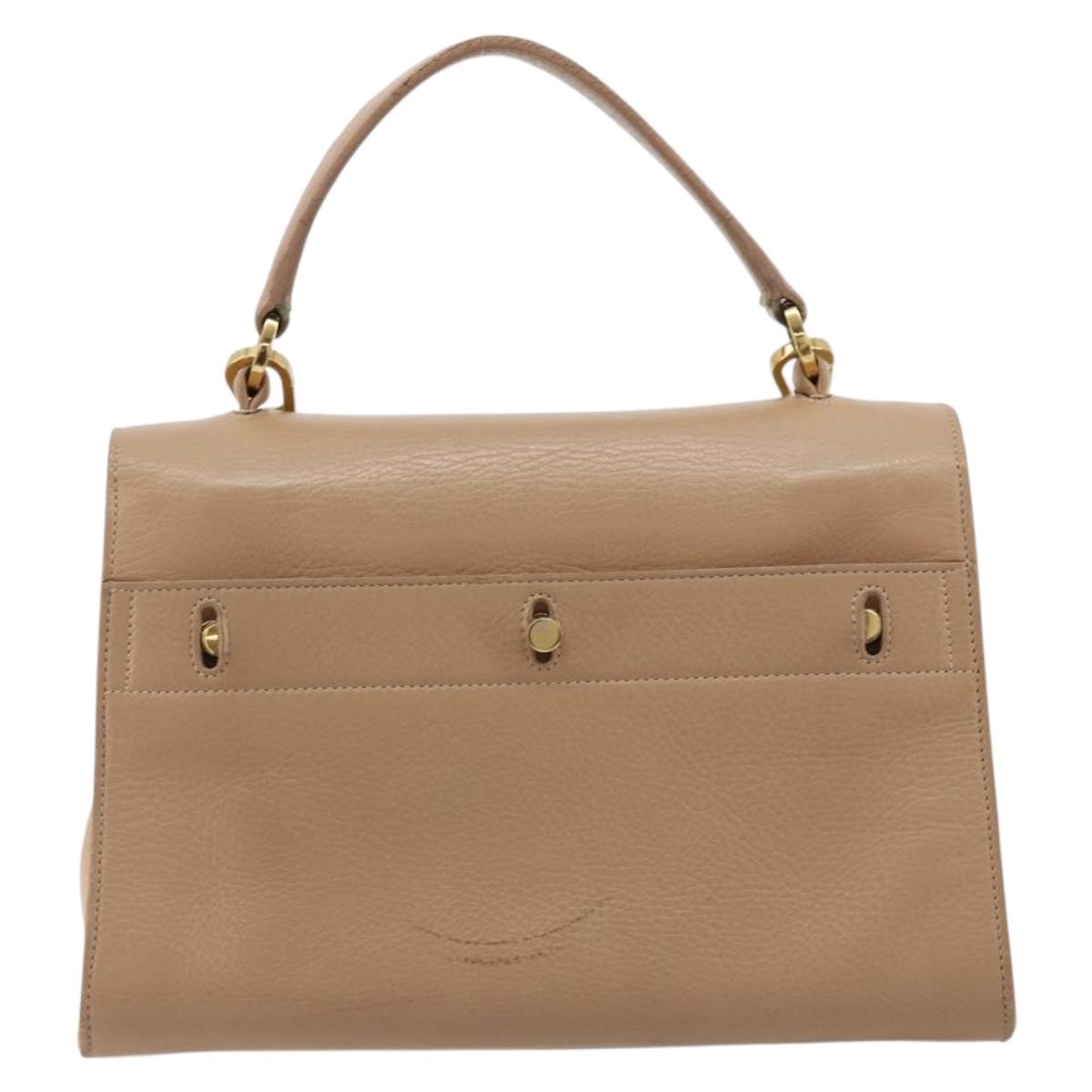 SAINT LAURENT Hand Bag Leather 2way Beige Gold 313499 Auth ep5999