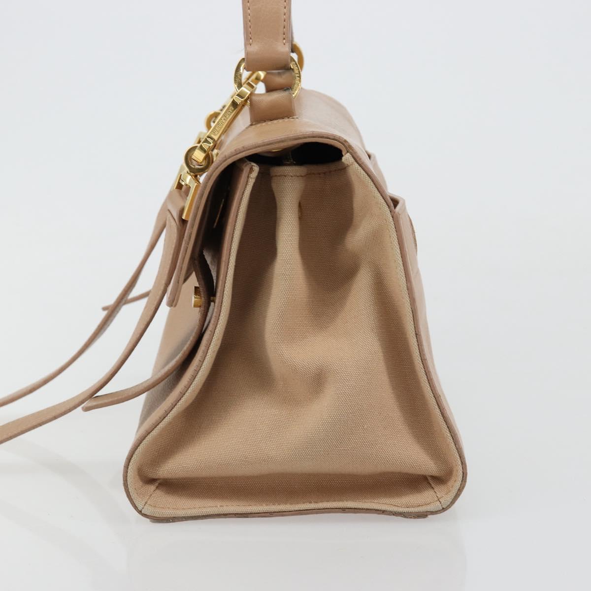 SAINT LAURENT Hand Bag Leather 2way Beige Gold 313499 Auth ep5999