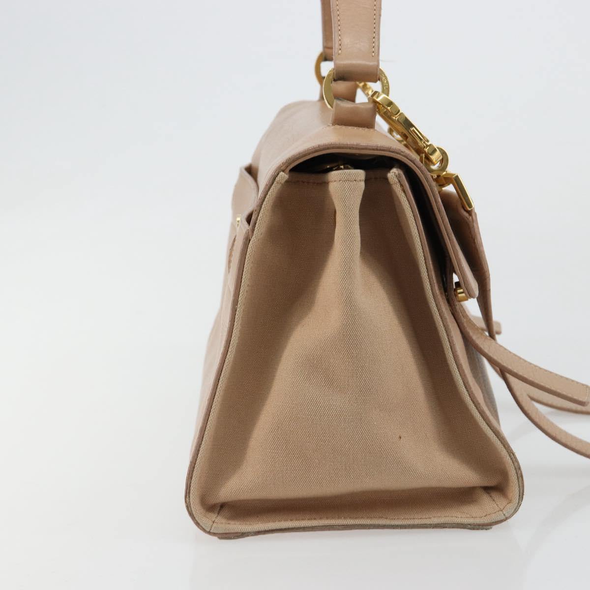 SAINT LAURENT Hand Bag Leather 2way Beige Gold 313499 Auth ep5999