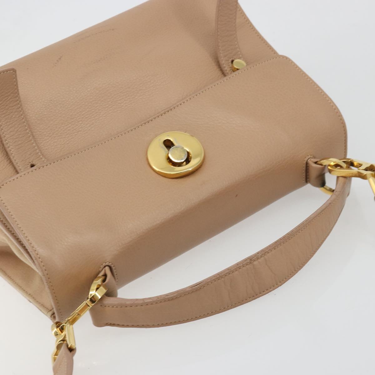 SAINT LAURENT Hand Bag Leather 2way Beige Gold 313499 Auth ep5999