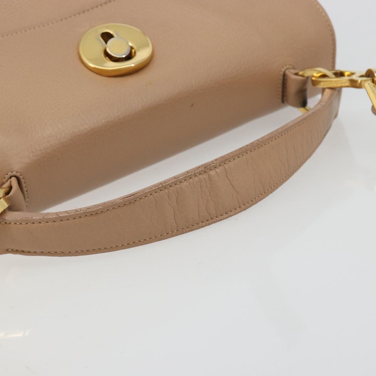 SAINT LAURENT Hand Bag Leather 2way Beige Gold 313499 Auth ep5999