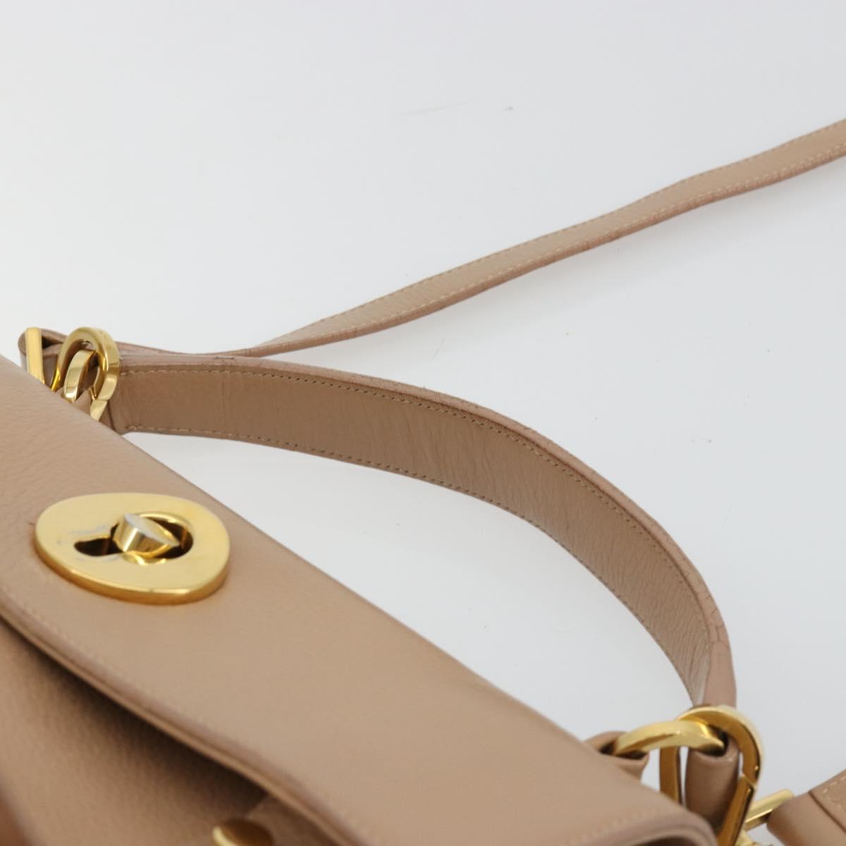 SAINT LAURENT Hand Bag Leather 2way Beige Gold 313499 Auth ep5999