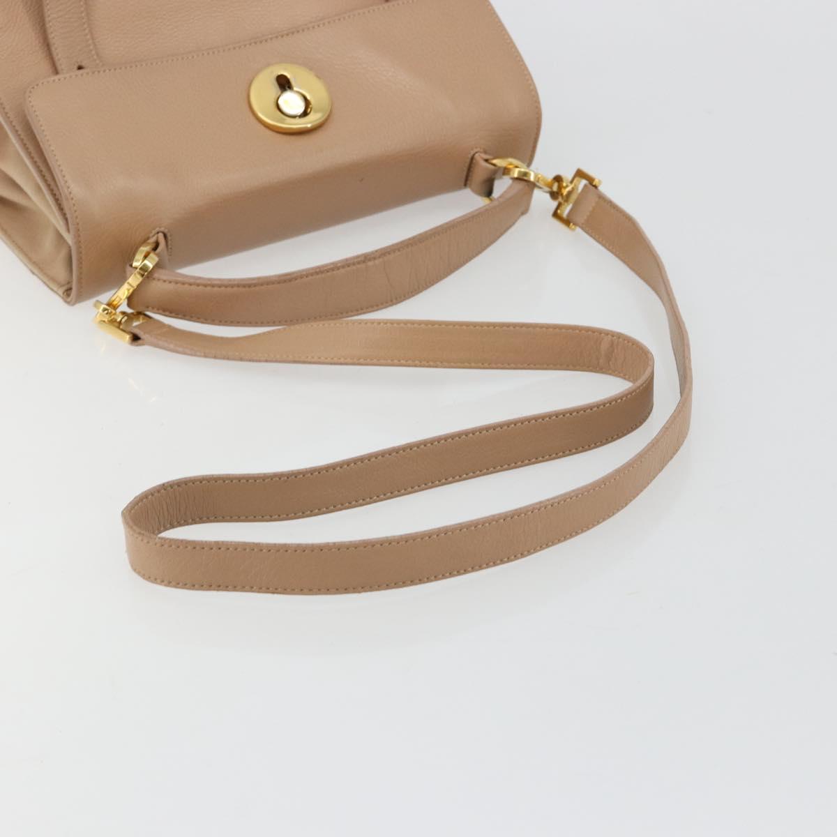 SAINT LAURENT Hand Bag Leather 2way Beige Gold 313499 Auth ep5999