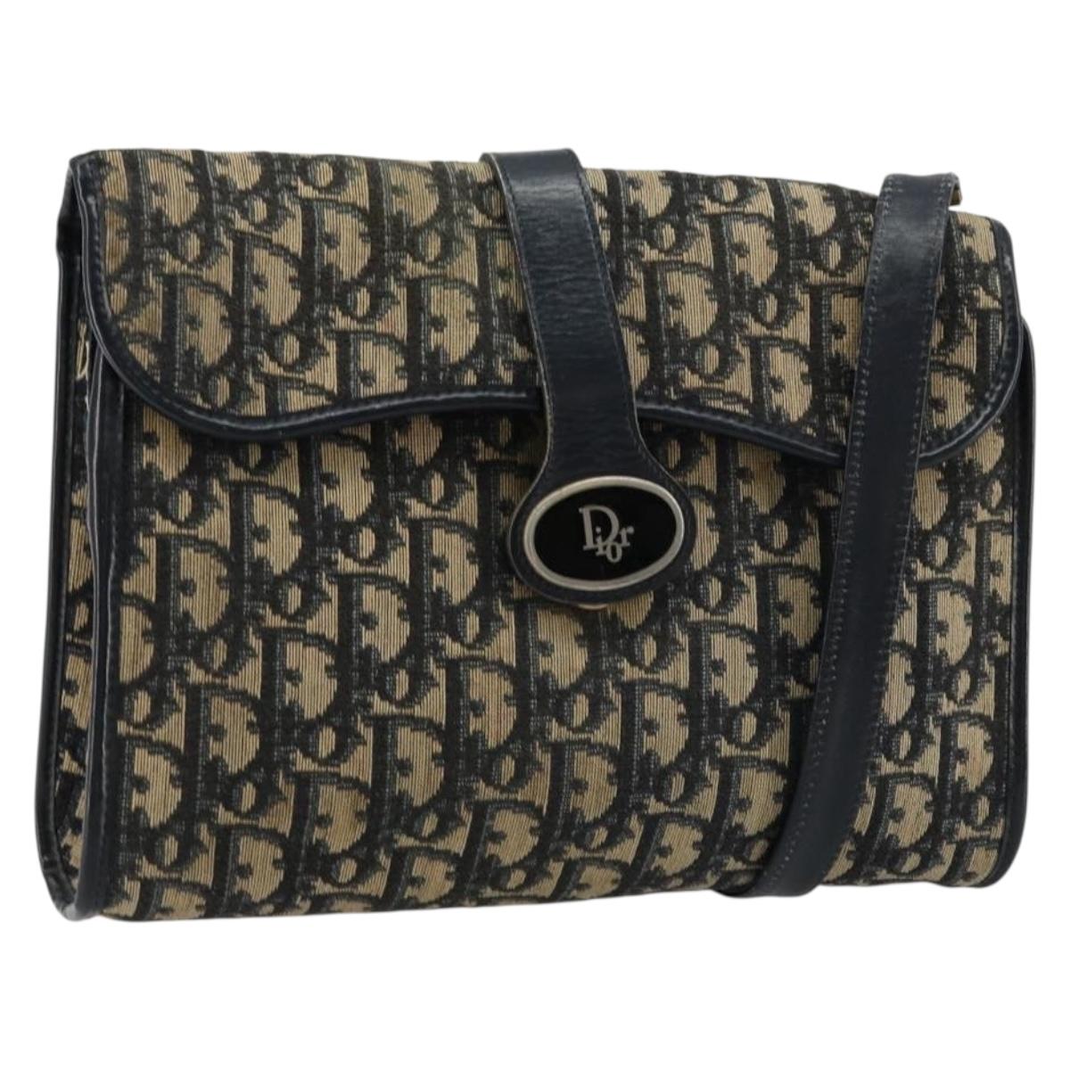Christian Dior Trotter Canvas Shoulder Bag Navy Auth ep6005