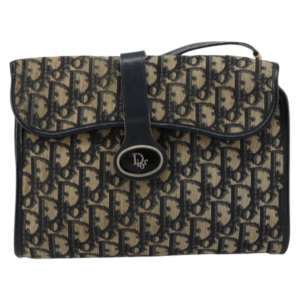 Christian Dior Trotter Canvas Shoulder Bag Navy Auth ep6005