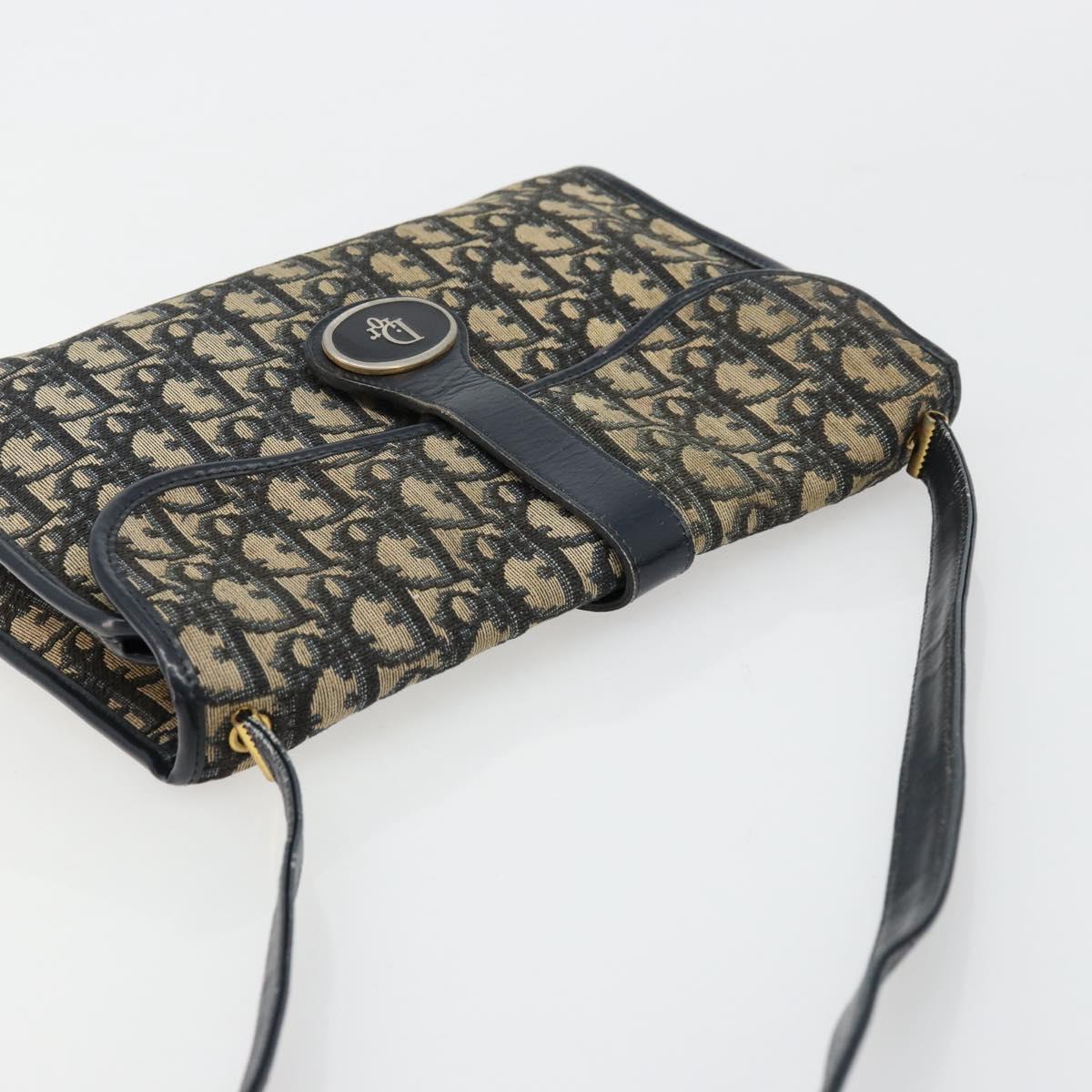 Christian Dior Trotter Canvas Shoulder Bag Navy Auth ep6005