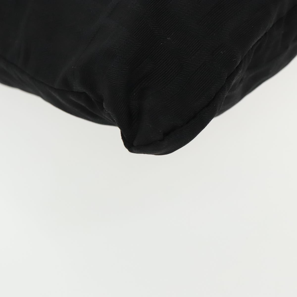 FENDI Zucca Canvas Shoulder Bag Nylon Black Silver Auth ep6025