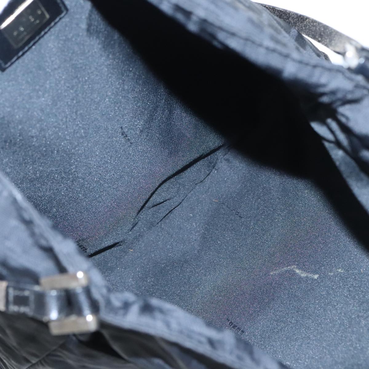 FENDI Zucca Canvas Shoulder Bag Nylon Black Silver Auth ep6025