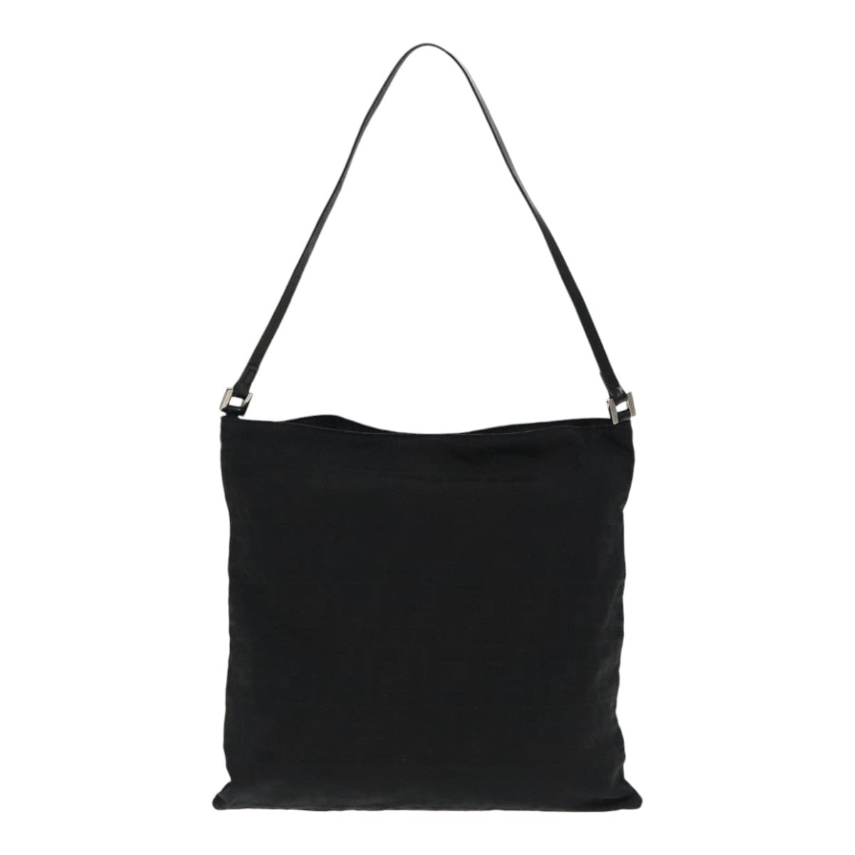 FENDI Zucca Canvas Shoulder Bag Nylon Black Silver Auth ep6025