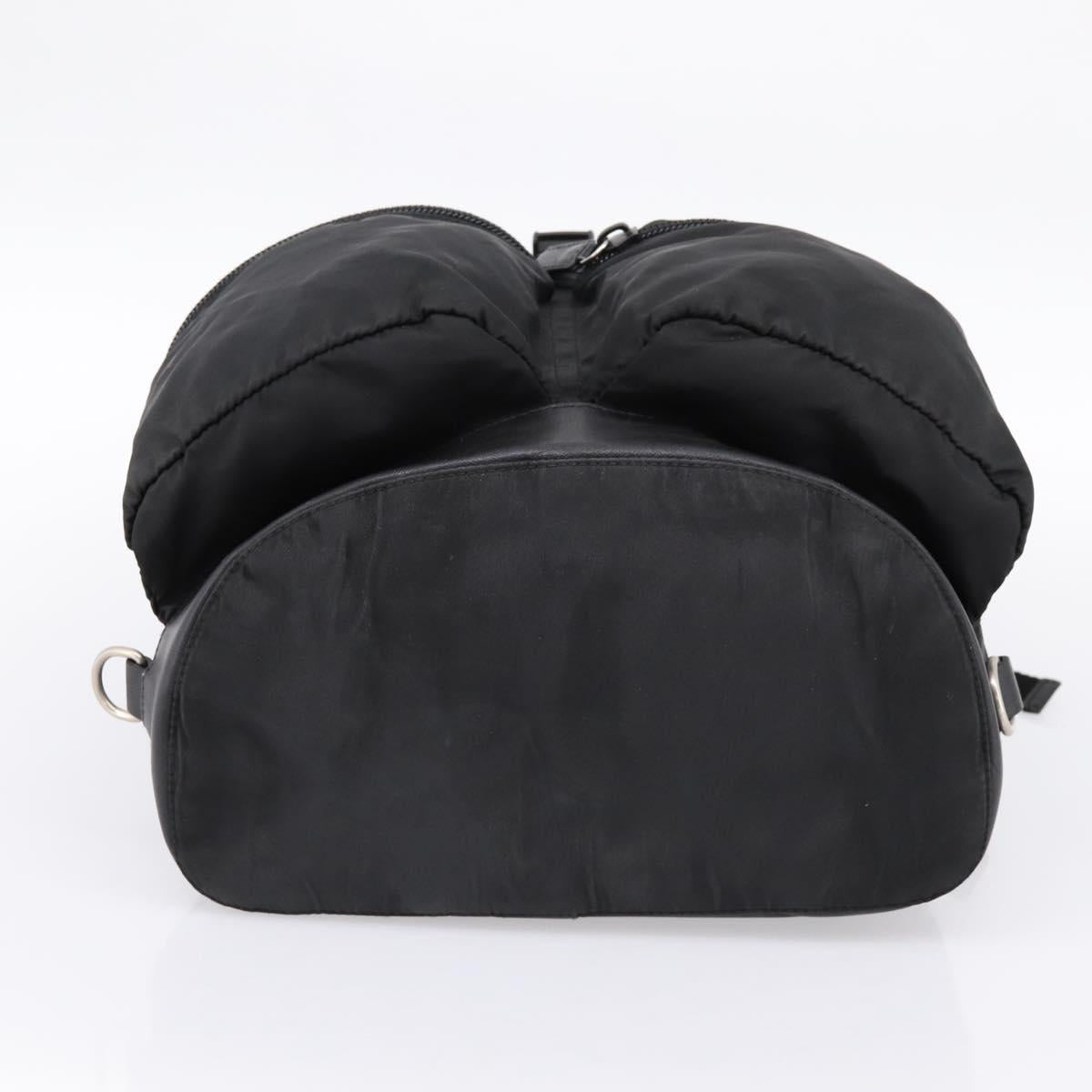 PRADA Backpack Nylon Black Silver Auth ep6168