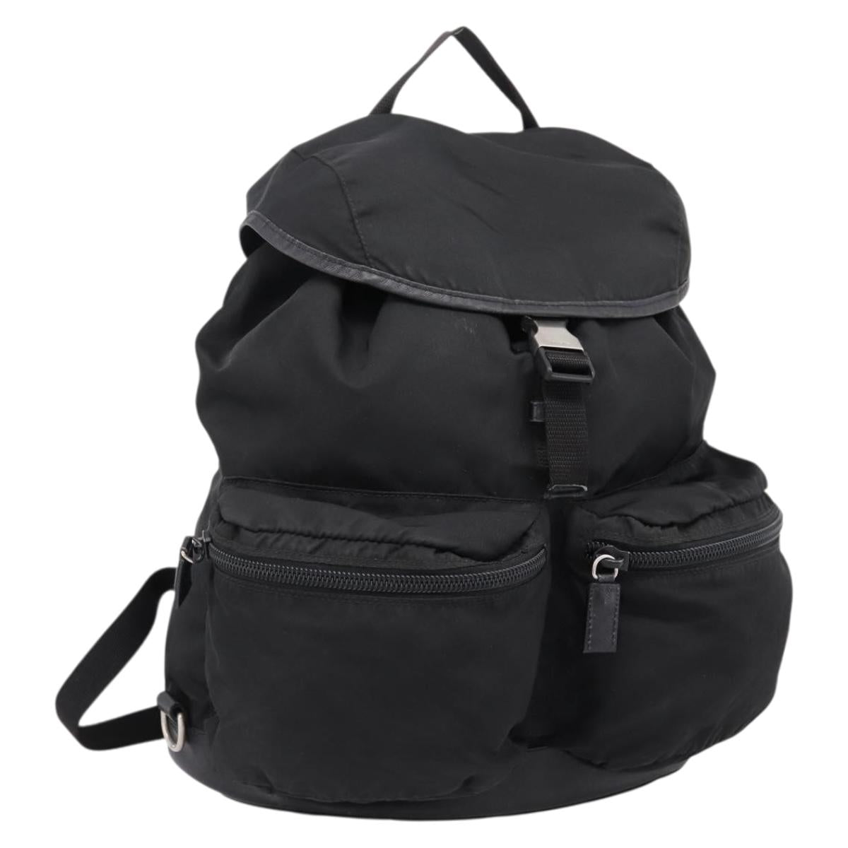 PRADA Backpack Nylon Black Silver Auth ep6168