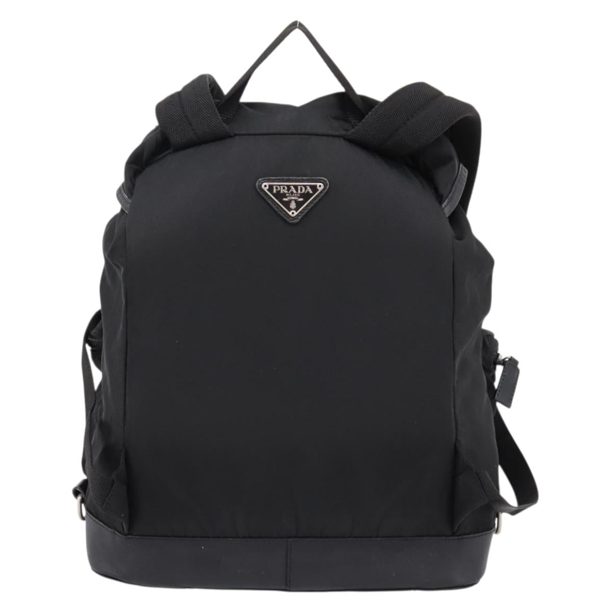 PRADA Backpack Nylon Black Silver Auth ep6168