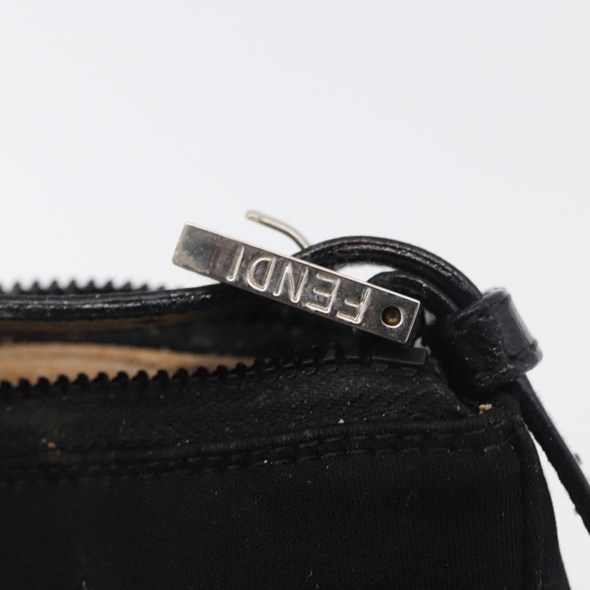 FENDI Hand Bag Nylon Black Silver Auth ep6217