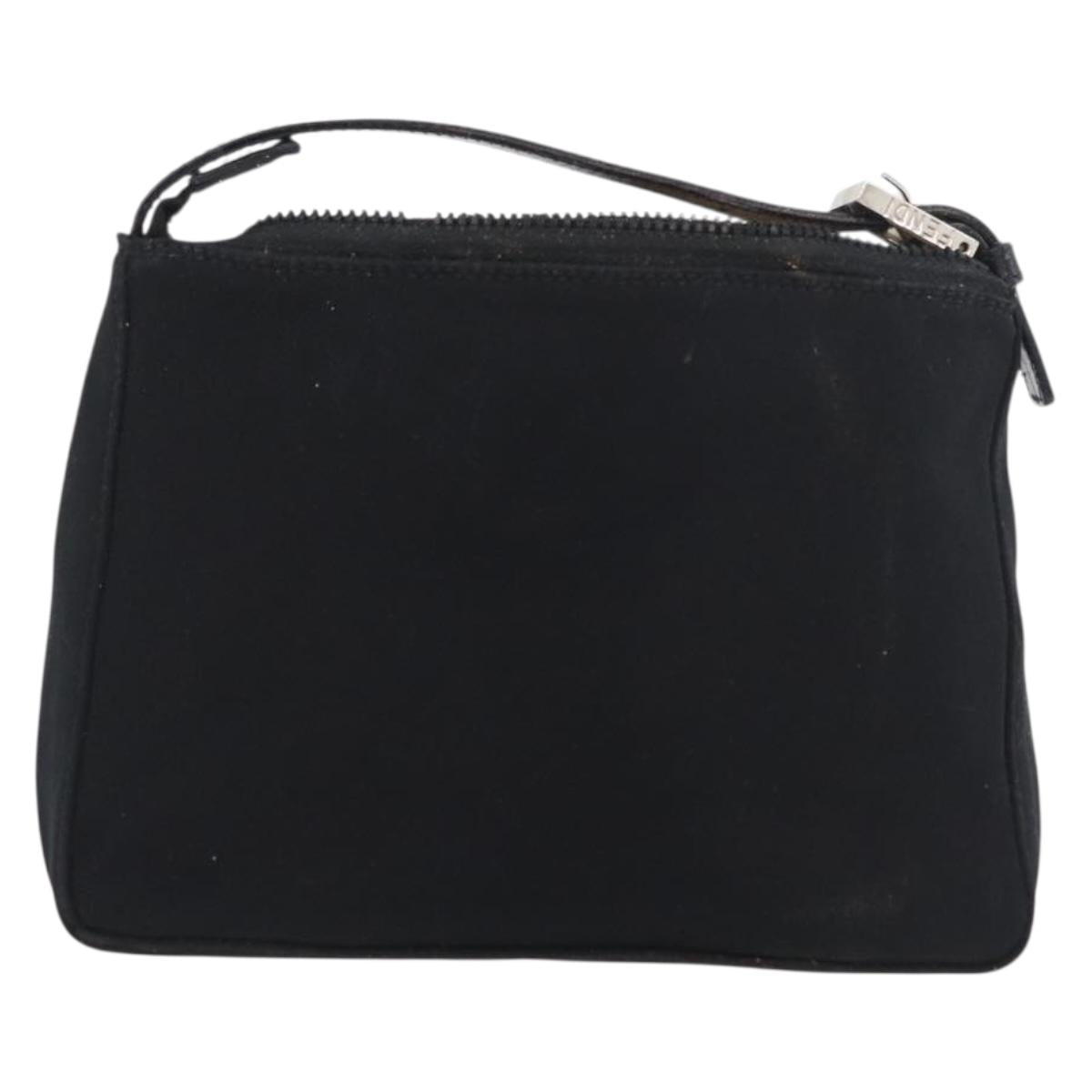 FENDI Hand Bag Nylon Black Silver Auth ep6217