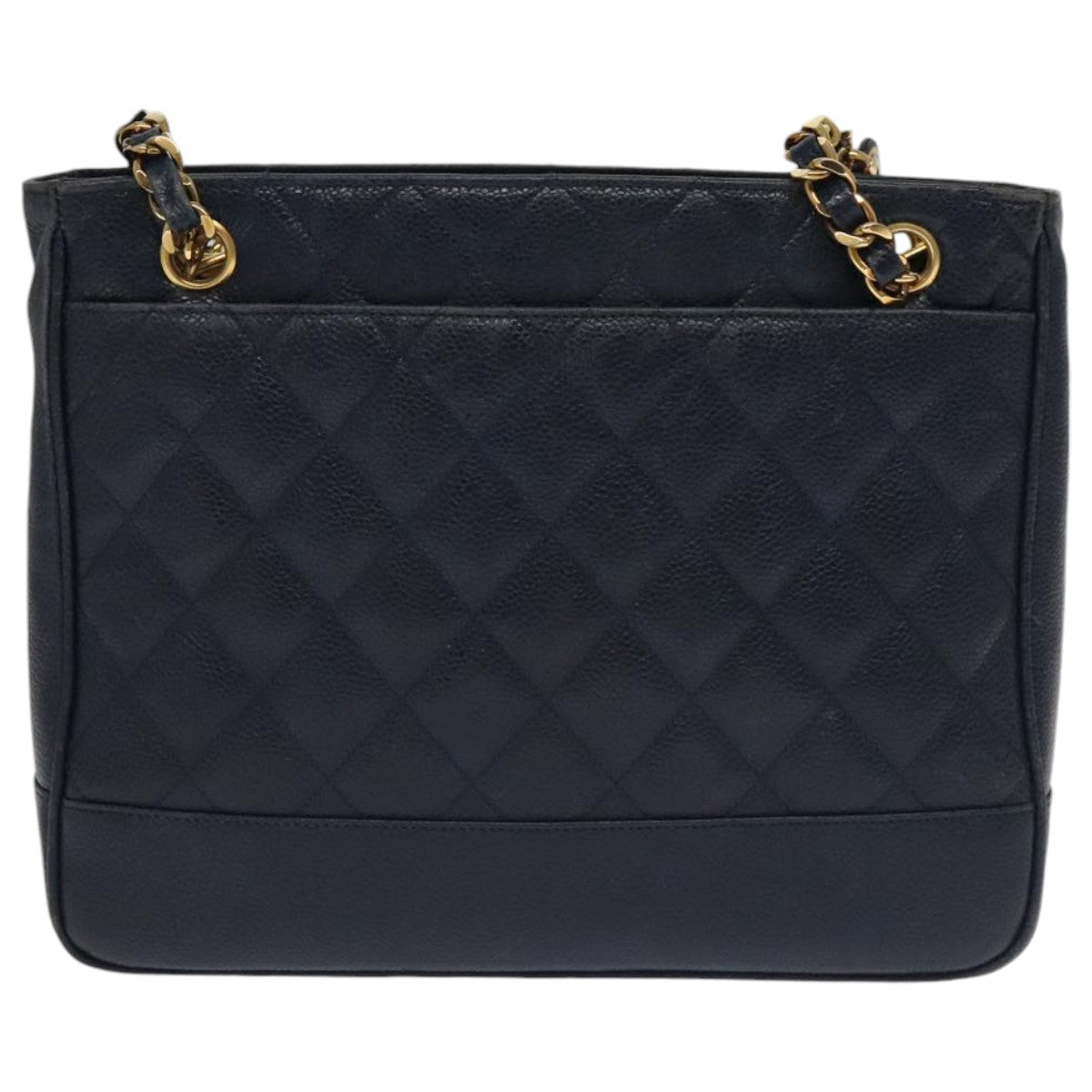 CHANEL Matelasse Chain Shoulder Bag Caviar Skin Navy Gold CC Auth ep6286