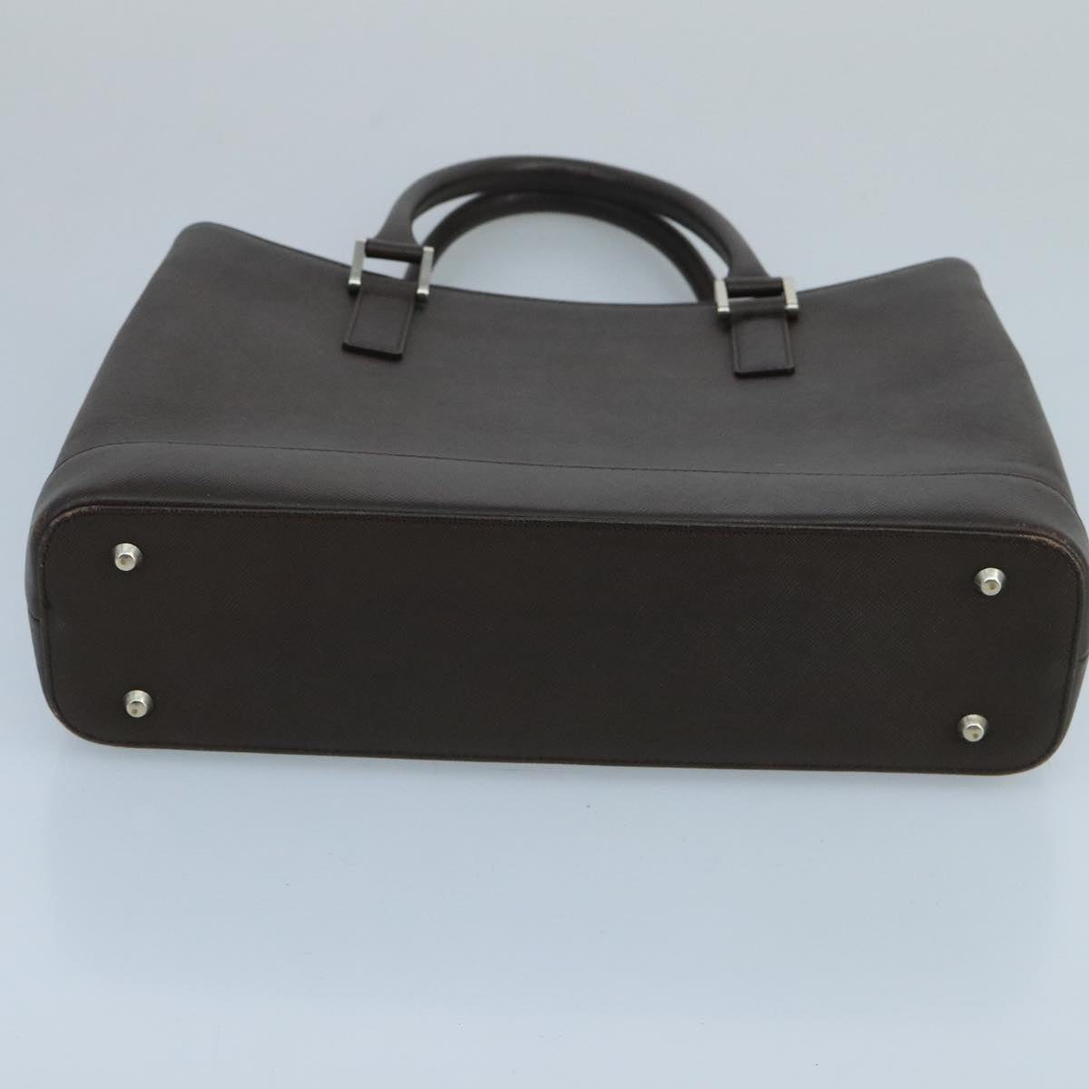 BURBERRY Hand Bag Leather Brown Silver Auth ep6308