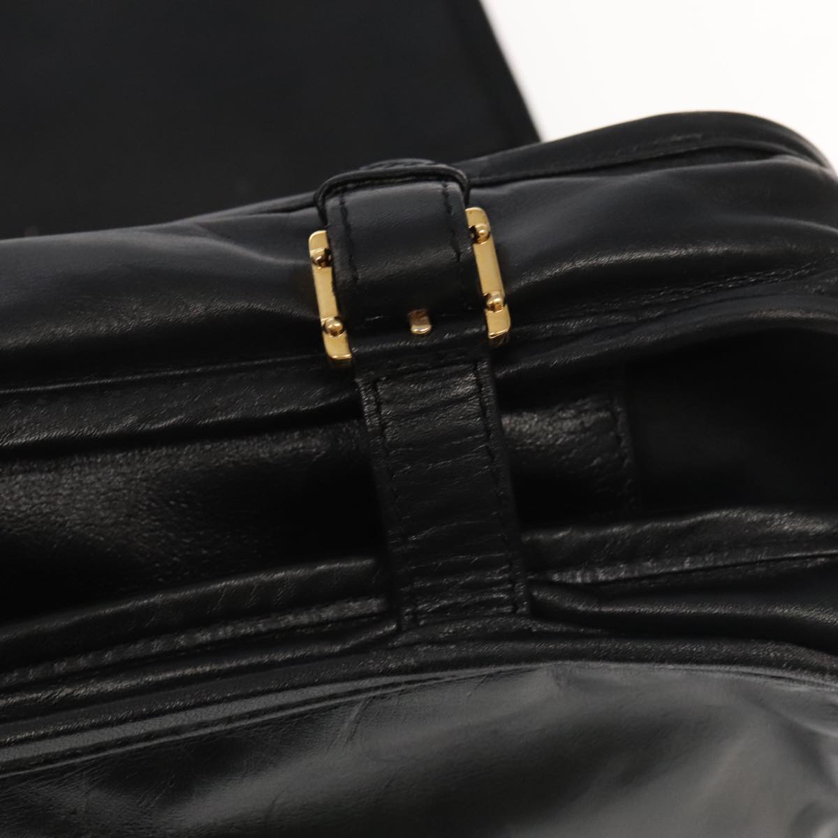 LOEWE Anagram Garment Cover Leather Black Gold Auth ep6458