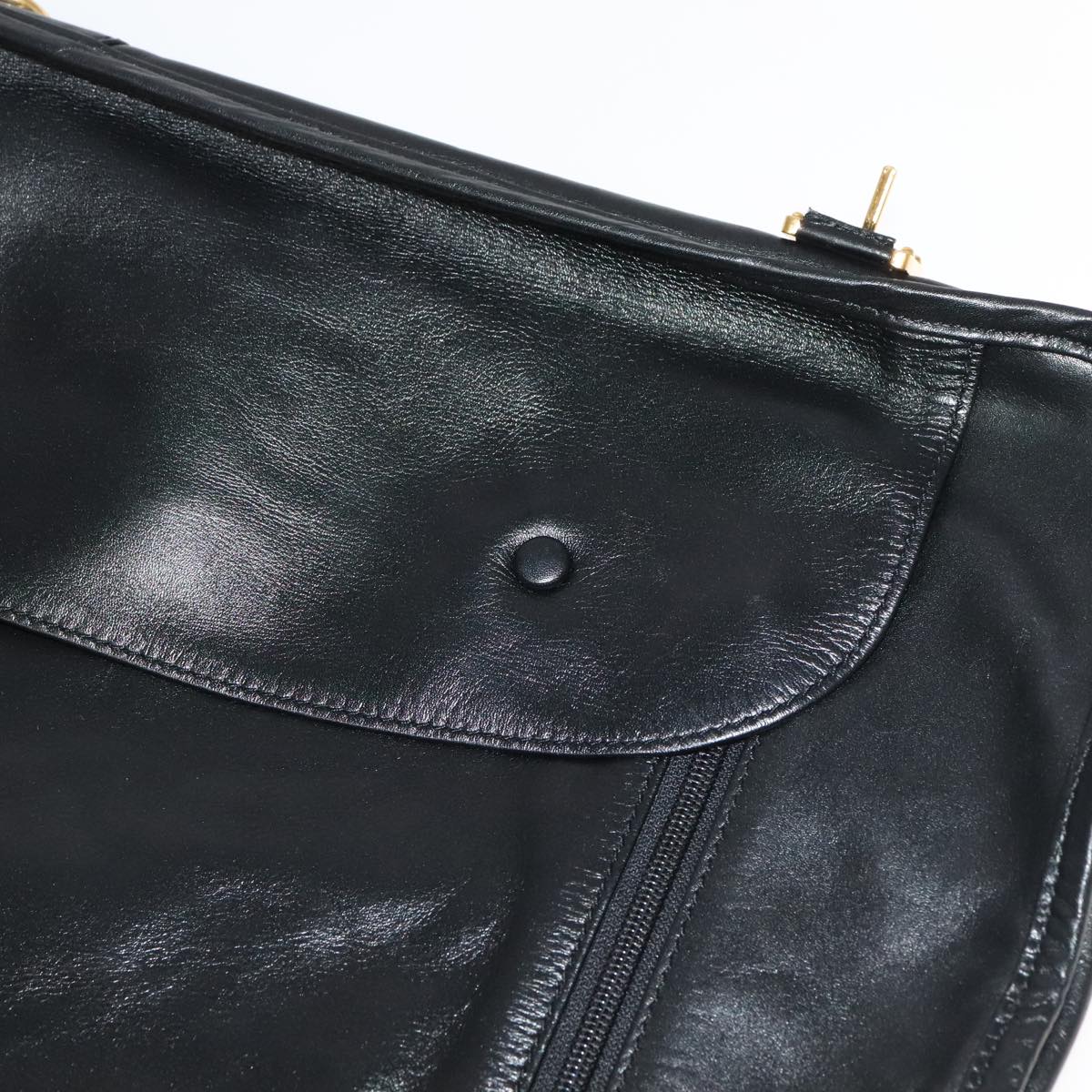 LOEWE Anagram Garment Cover Leather Black Gold Auth ep6458