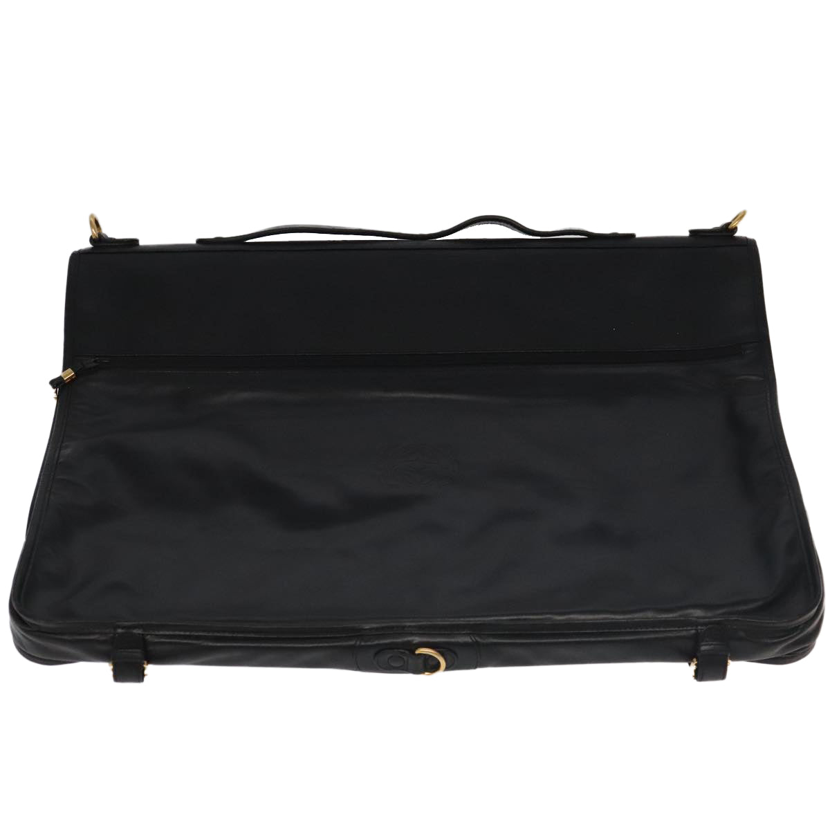 LOEWE Anagram Garment Cover Leather Black Gold Auth ep6458