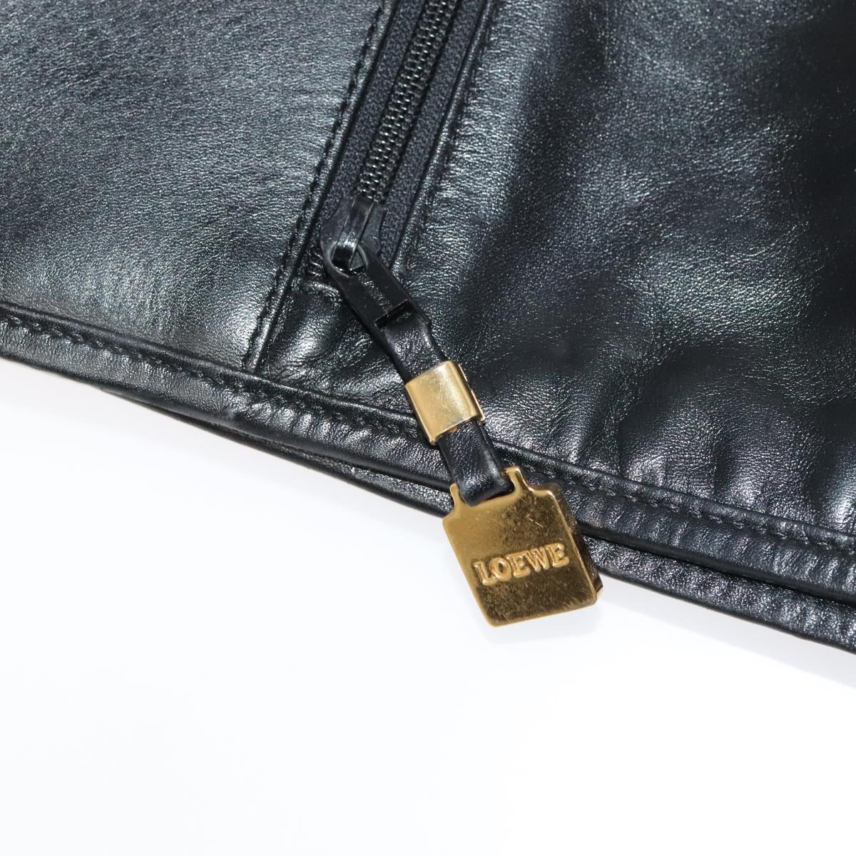 LOEWE Anagram Garment Cover Leather Black Gold Auth ep6458