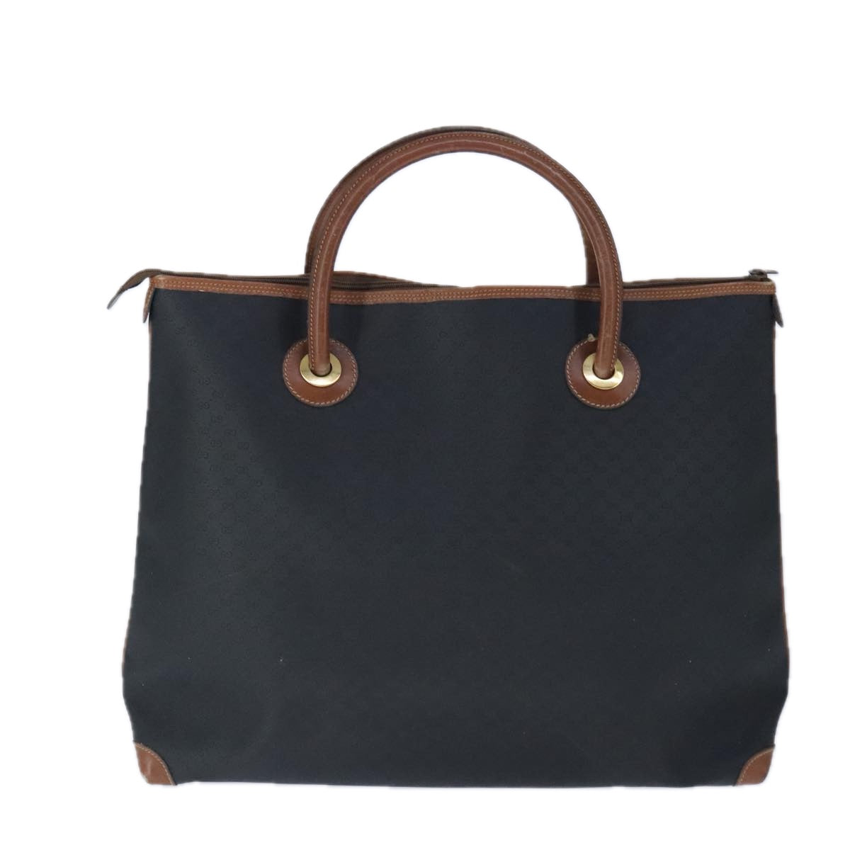 GUCCI Micro GG Canvas Hand Bag PVC Leather Black Brown Auth ep6684