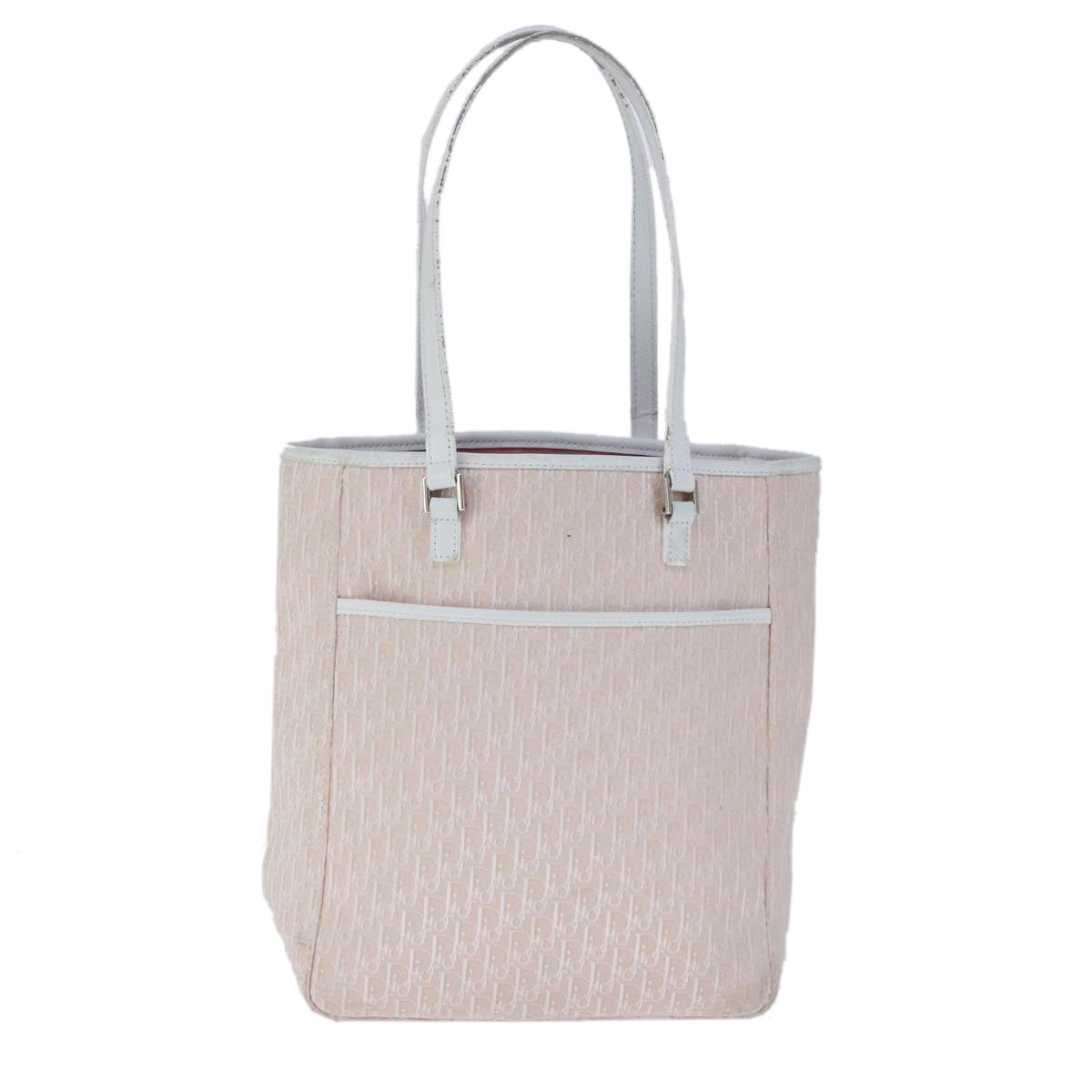 Christian Dior Trotter Canvas Tote Bag Pink Silver Auth ep6713