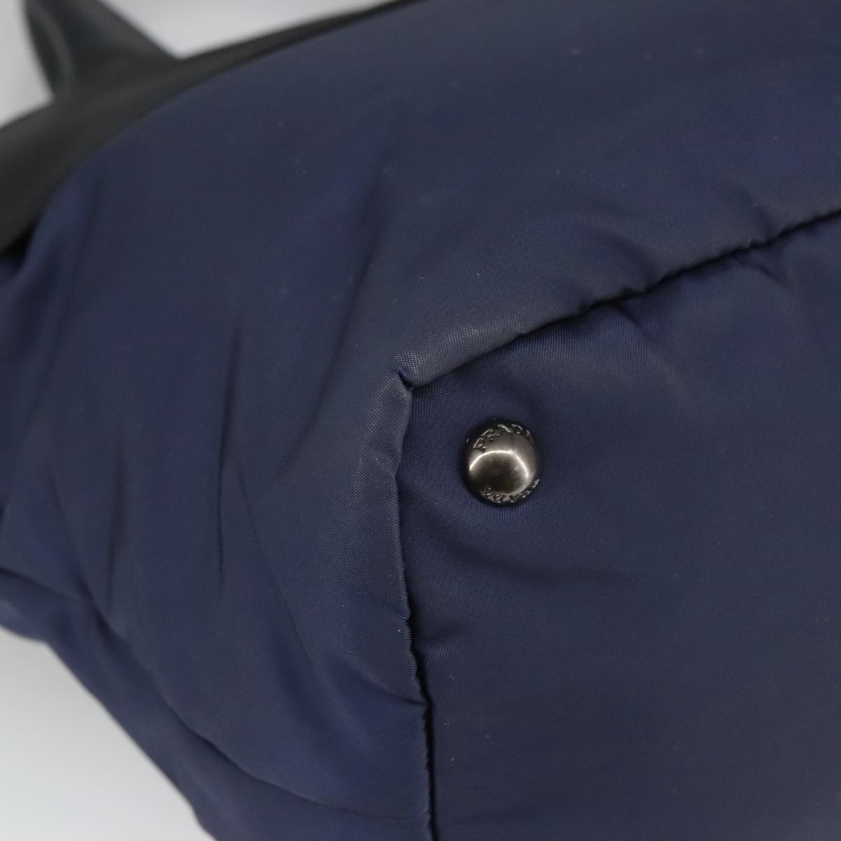 PRADA Hand Bag Nylon Navy Silver Auth ep6744