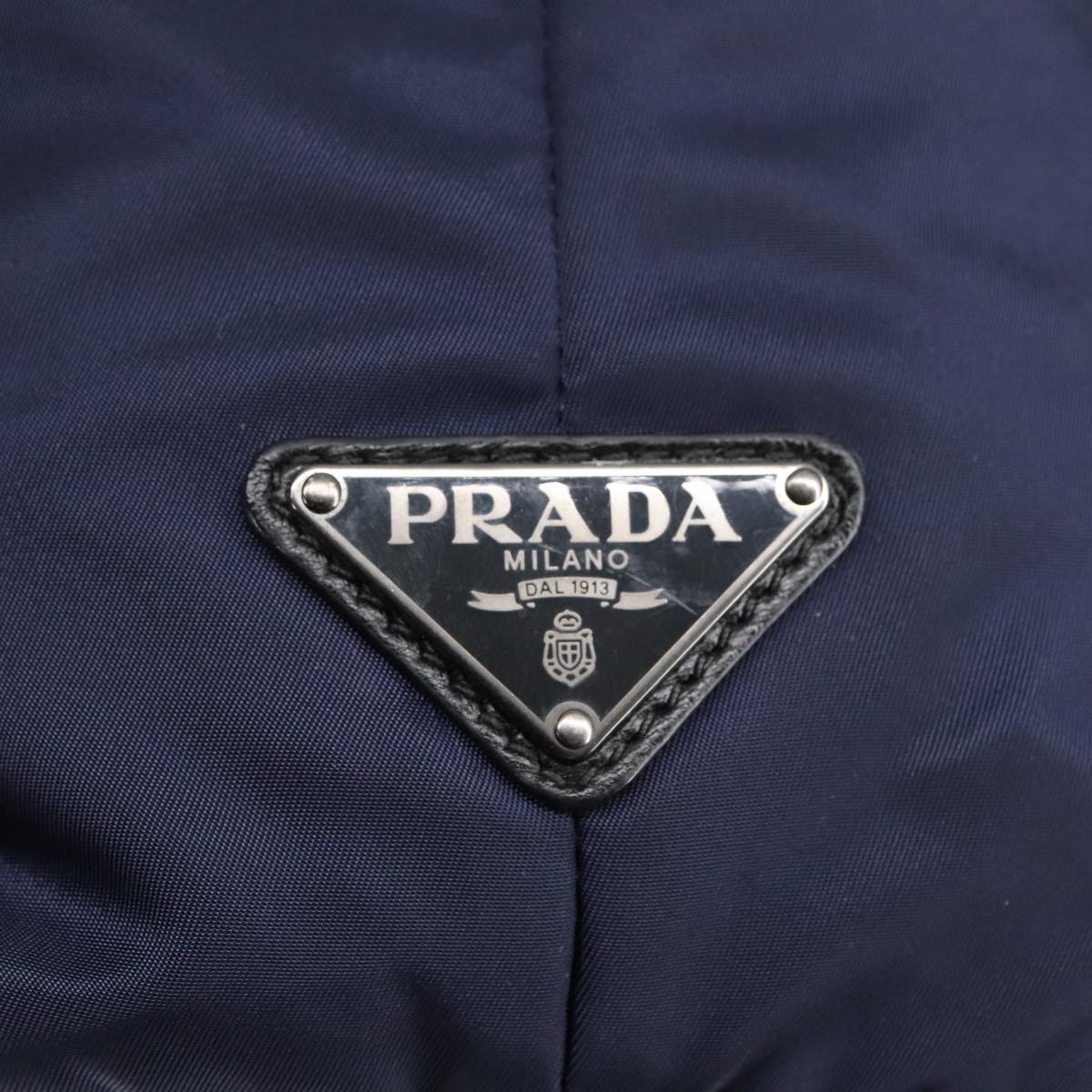 PRADA Hand Bag Nylon Navy Silver Auth ep6744