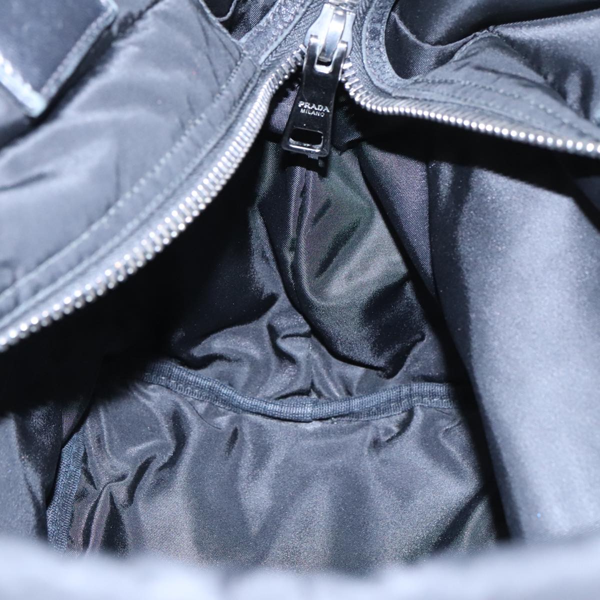 PRADA Hand Bag Nylon Navy Silver Auth ep6744
