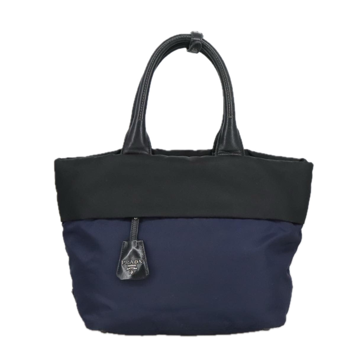 PRADA Hand Bag Nylon Navy Silver Auth ep6744