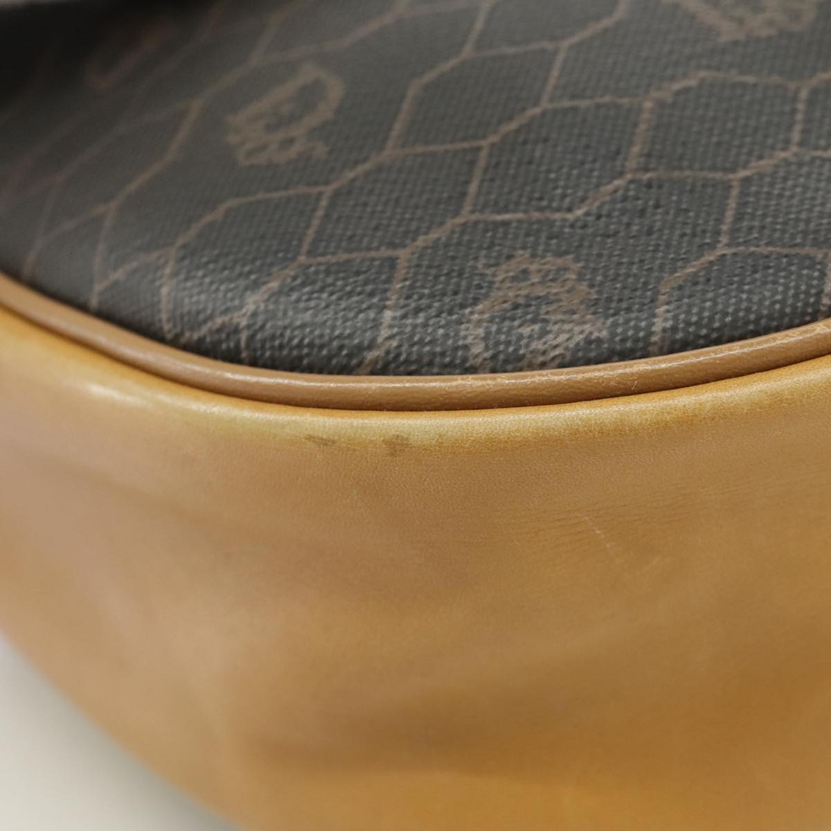 Christian Dior Honeycomb Canvas Shoulder Bag PVC Leather Black Auth ep6767