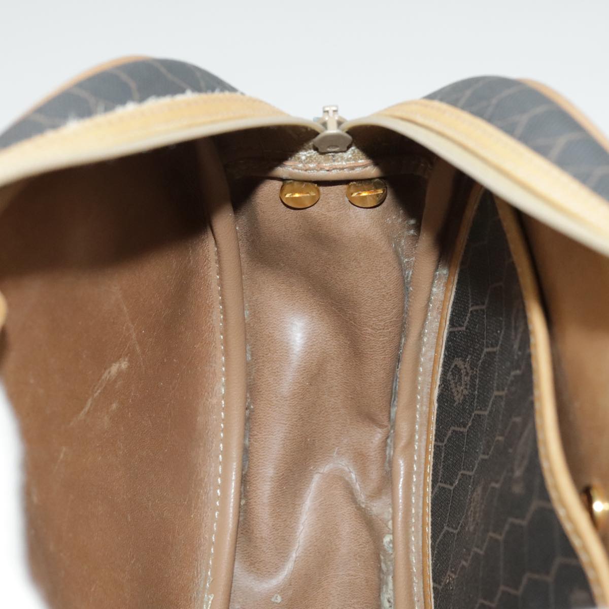Christian Dior Honeycomb Canvas Shoulder Bag PVC Leather Black Auth ep6767