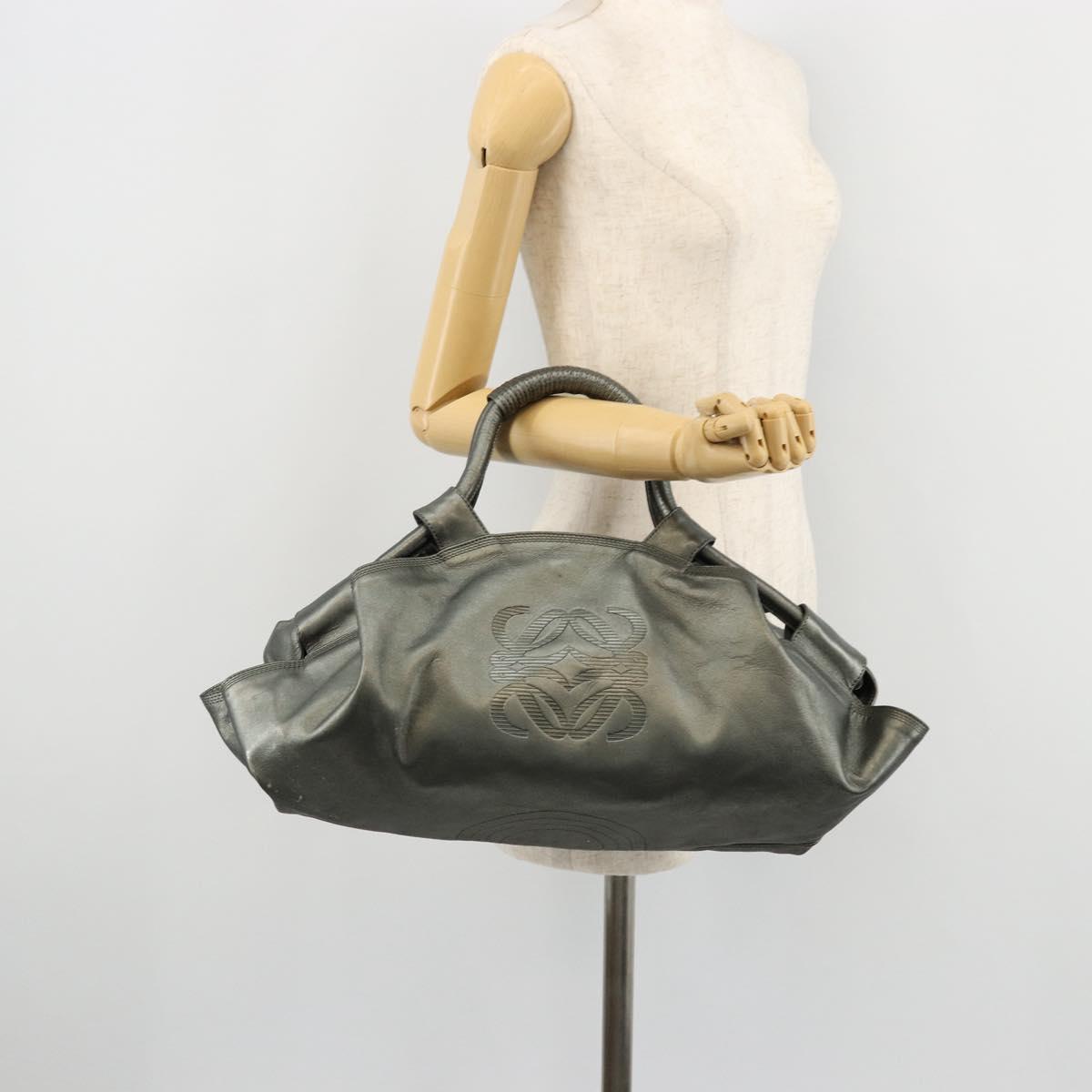 LOEWE Anagram Nappa Aire Hand Bag Leather Gunmetal Auth ep6842
