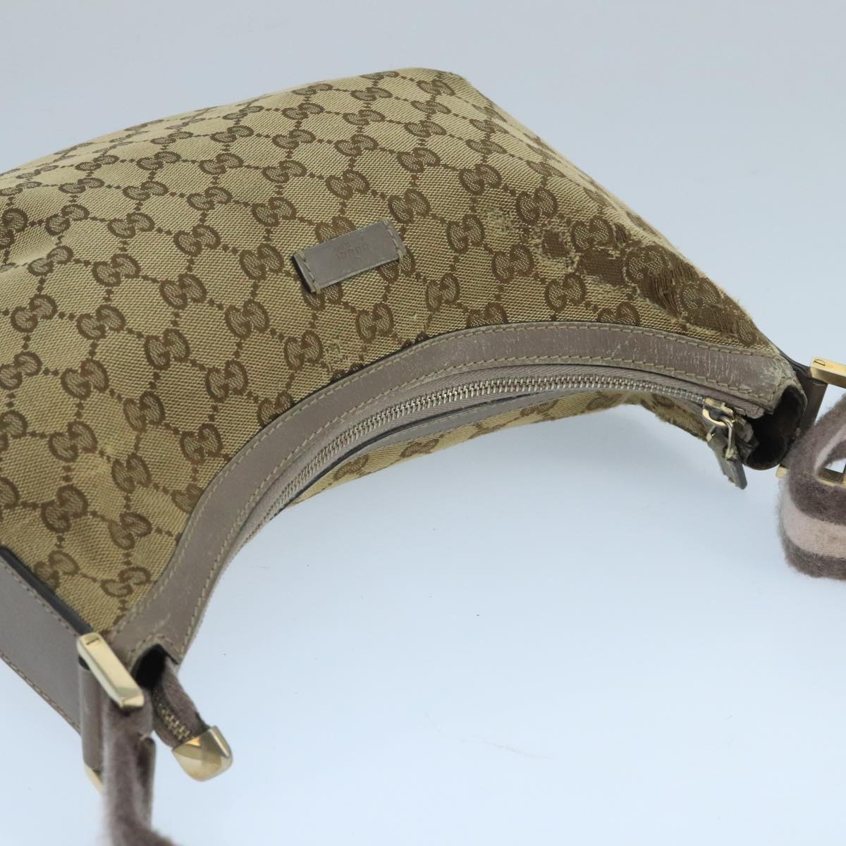 GUCCI Sherry Line GG Canvas Shoulder Bag Beige Gray pink 181092 Auth ep6891