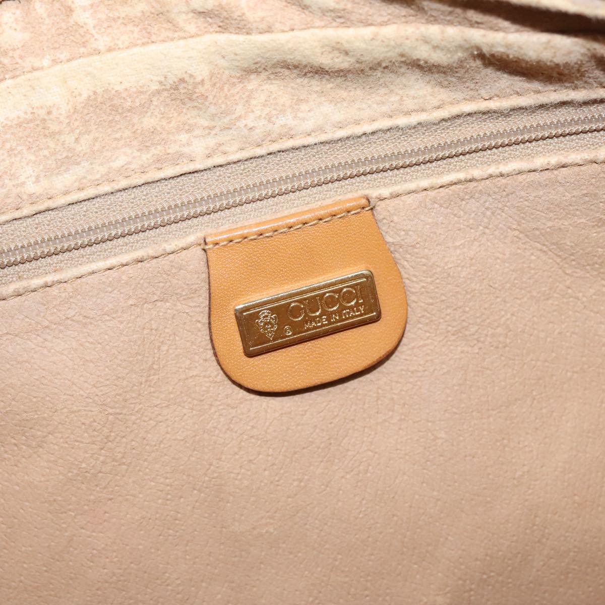 GUCCI Micro GG Supreme Hand Bag PVC Leather Beige Gold Auth ep6917