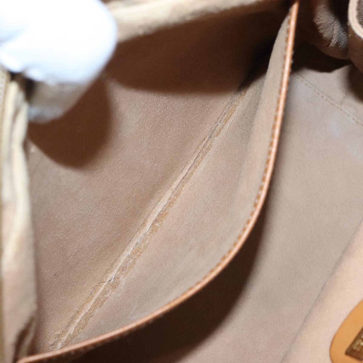 GUCCI Micro GG Supreme Hand Bag PVC Leather Beige Gold Auth ep6917