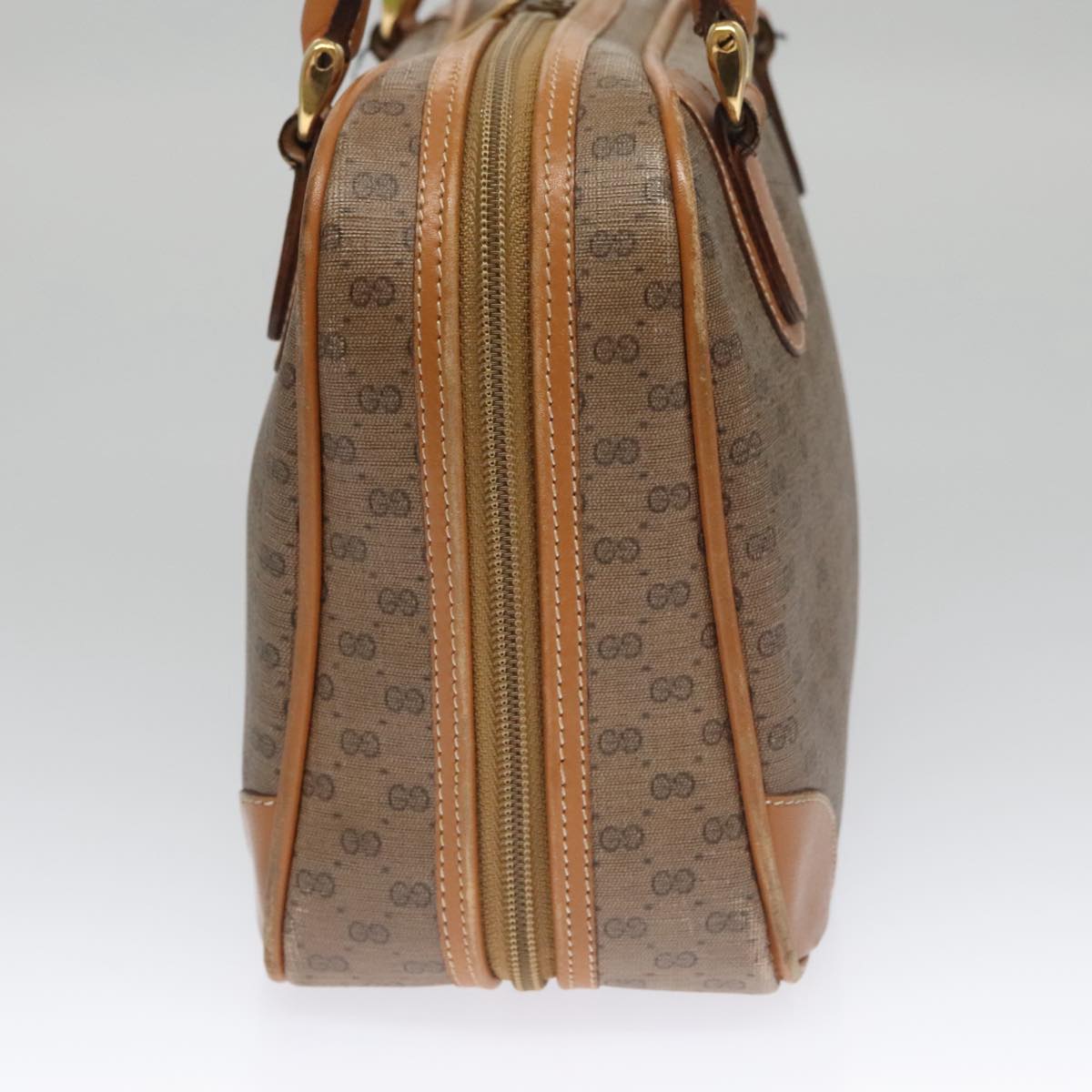 GUCCI Micro GG Supreme Hand Bag PVC Leather Beige Gold Auth ep6917